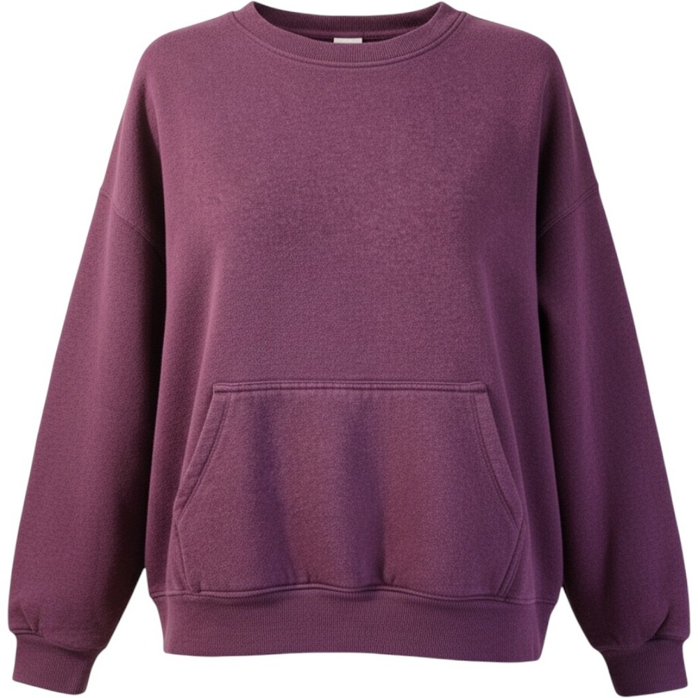 Danskin Now Purple Crewneck Sweatshirt Kangaroo Pocket Womens XL Plum Fleece